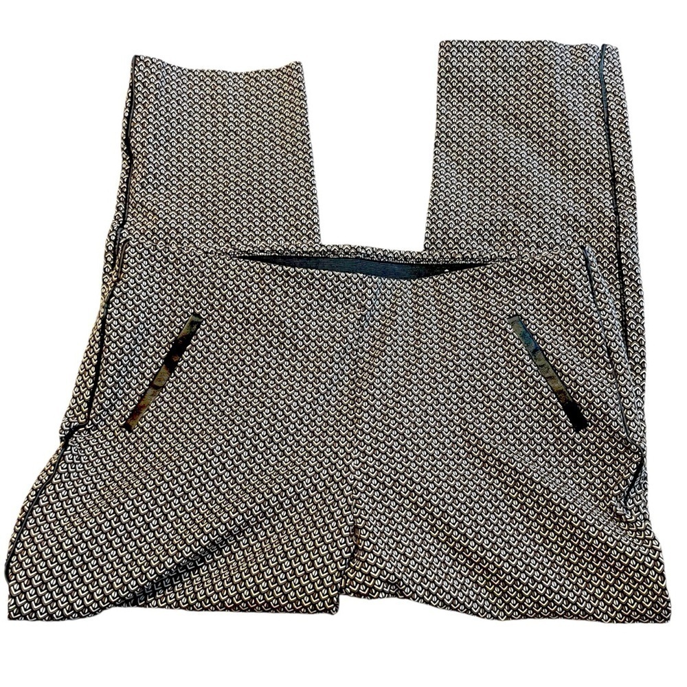 Chico’s Dress Pants Pull On Brown Abstract Faux Leather Office Size: 3T 16